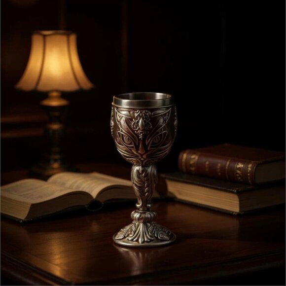 Alchemy Gothic ✦ Sacred Cat Goblet ✦ Bastet Temple Chalice Stainless Insert NWT - Picture 2 of 6